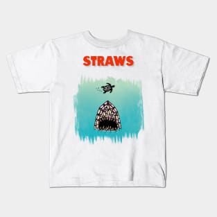 Straws Save The Turtles Planet Kids T-Shirt